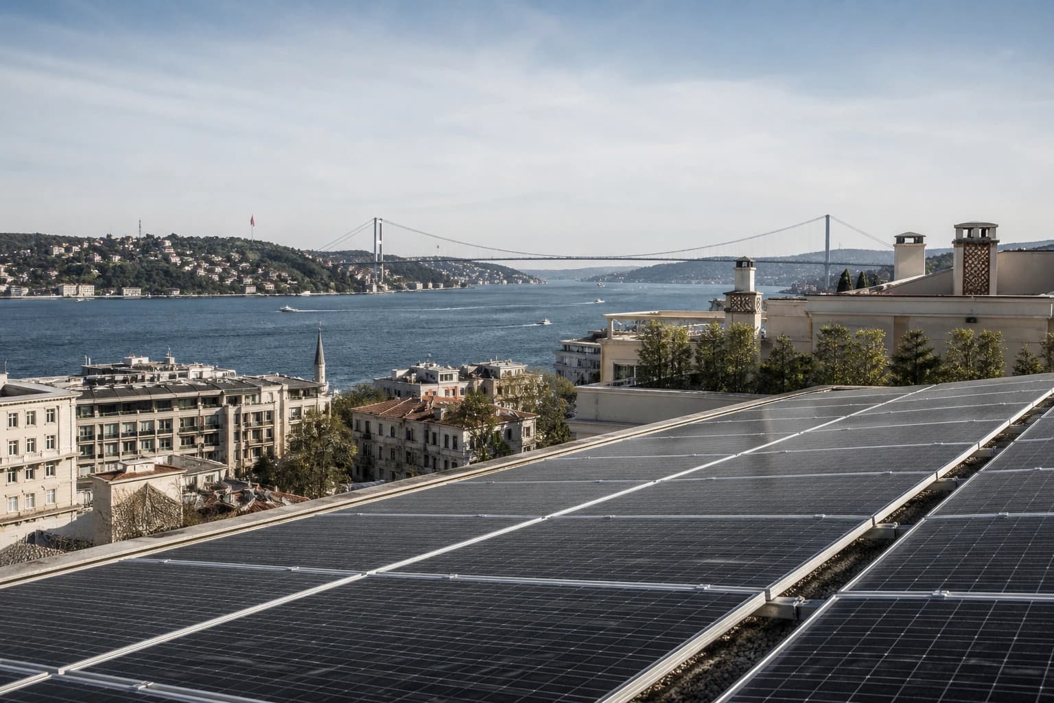 İstanbul Boğazı ve kent çatılarında güneş enerjisi sistemi